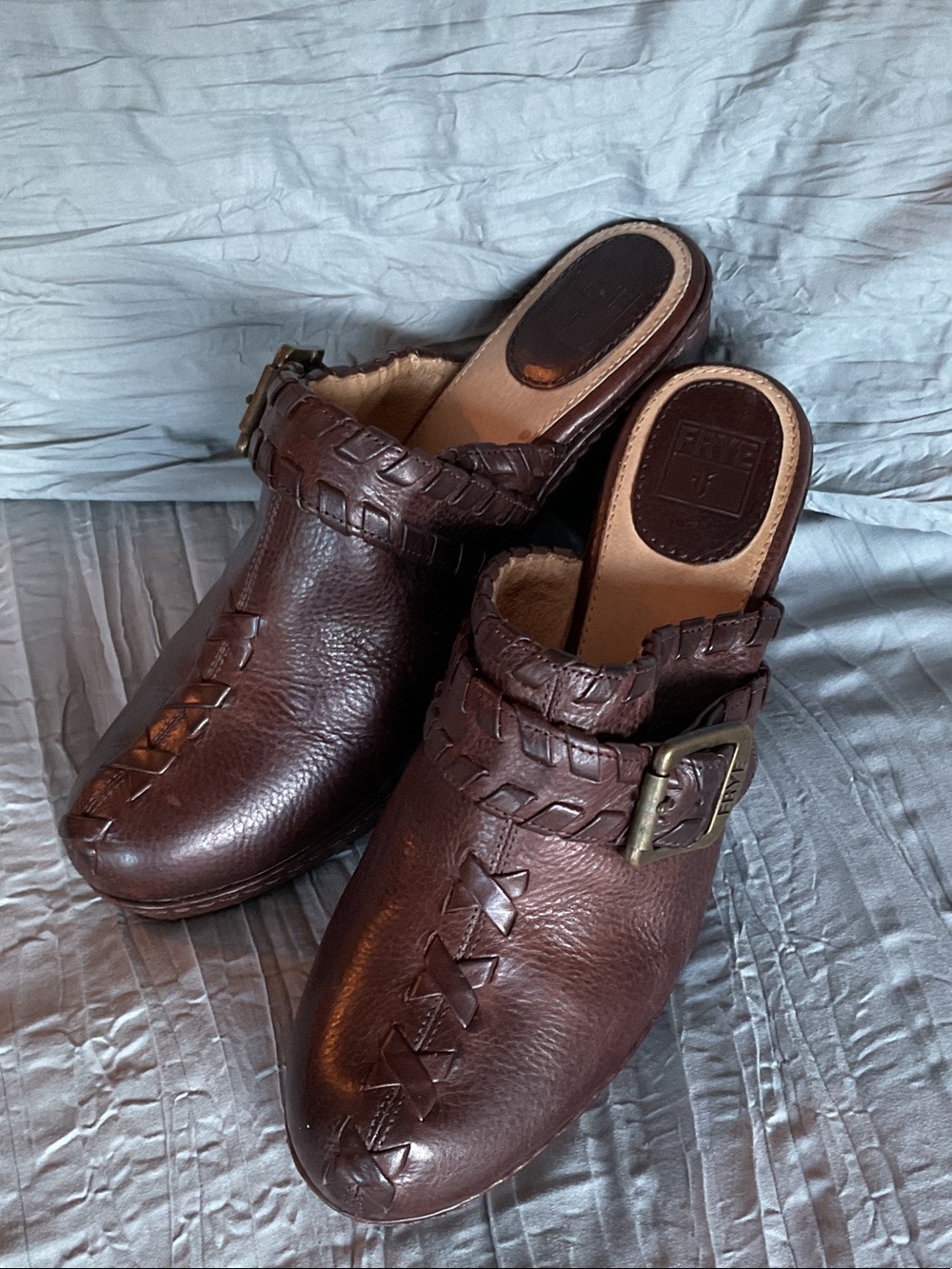 Frye Dark Brown Leather Candy Lane Clogs